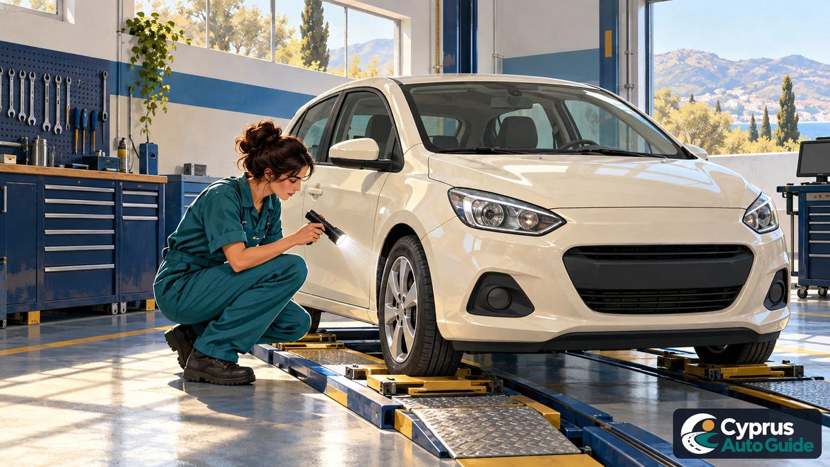 Car at a generic roadworthiness inspection bay