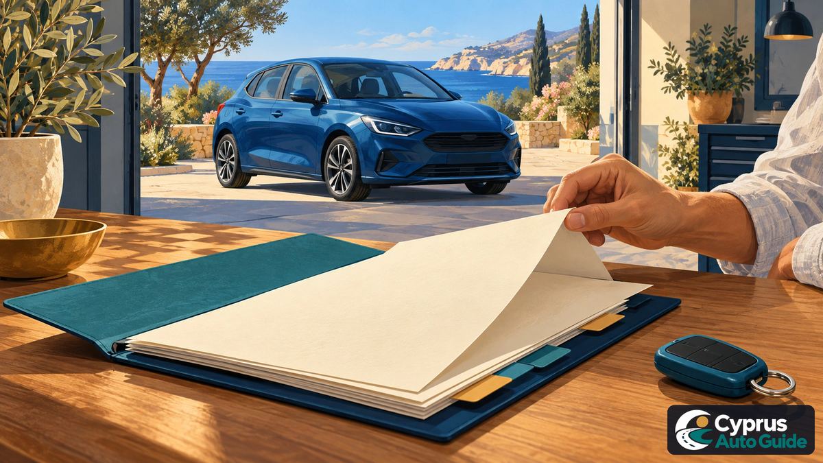 Car and documents showing separate protection questions